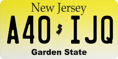 NJ license plate A40IJQ