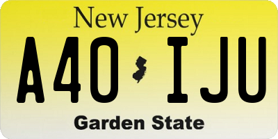NJ license plate A40IJU