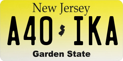 NJ license plate A40IKA