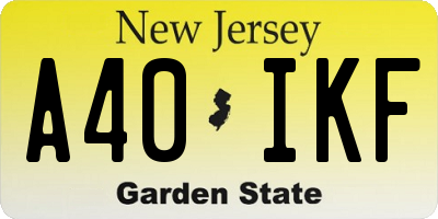 NJ license plate A40IKF