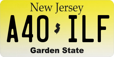 NJ license plate A40ILF