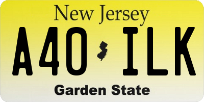 NJ license plate A40ILK