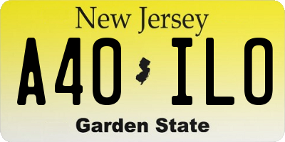 NJ license plate A40ILO