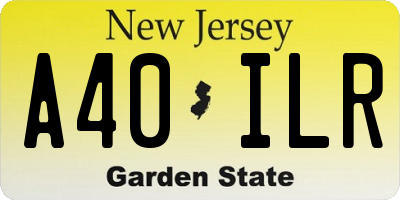 NJ license plate A40ILR