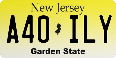 NJ license plate A40ILY