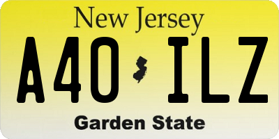 NJ license plate A40ILZ