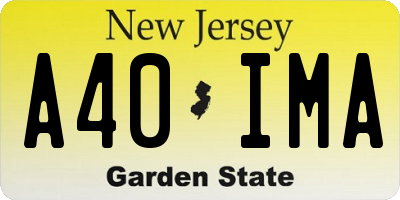 NJ license plate A40IMA