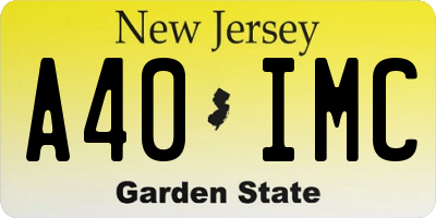 NJ license plate A40IMC
