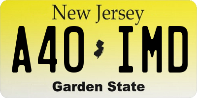 NJ license plate A40IMD