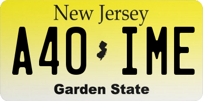 NJ license plate A40IME