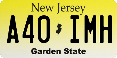 NJ license plate A40IMH