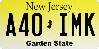 NJ license plate A40IMK