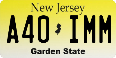 NJ license plate A40IMM