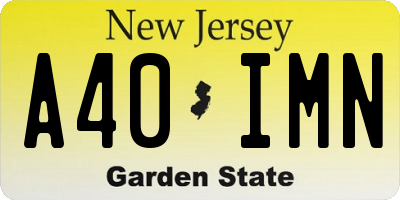 NJ license plate A40IMN