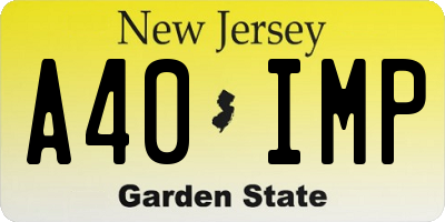NJ license plate A40IMP
