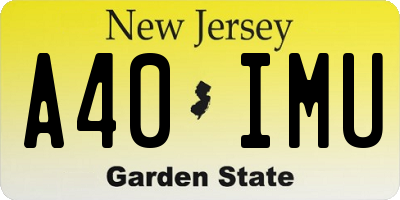 NJ license plate A40IMU