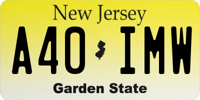 NJ license plate A40IMW