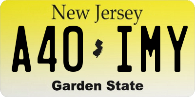 NJ license plate A40IMY