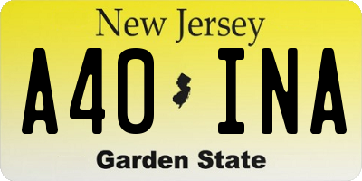 NJ license plate A40INA