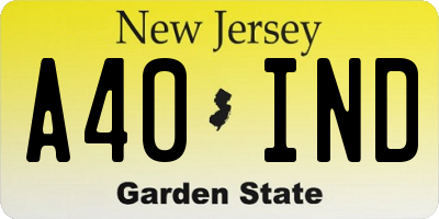 NJ license plate A40IND