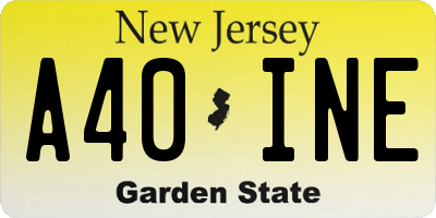 NJ license plate A40INE