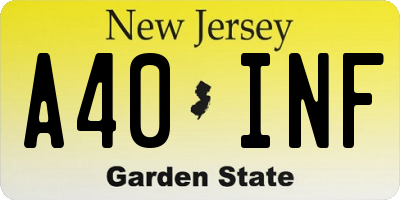 NJ license plate A40INF