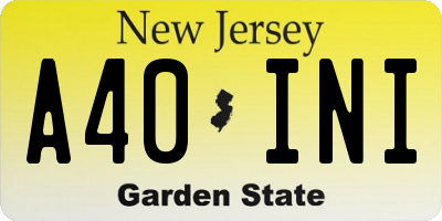 NJ license plate A40INI