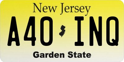 NJ license plate A40INQ