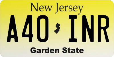 NJ license plate A40INR