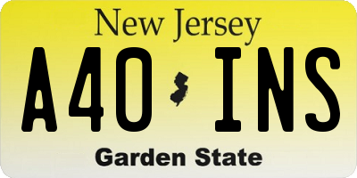 NJ license plate A40INS