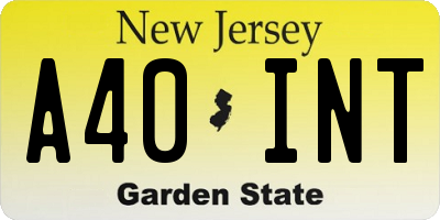 NJ license plate A40INT