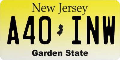 NJ license plate A40INW