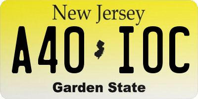 NJ license plate A40IOC