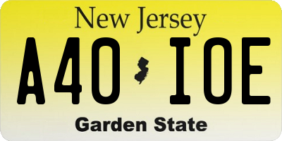 NJ license plate A40IOE