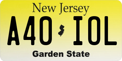 NJ license plate A40IOL