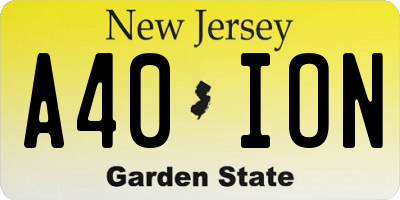 NJ license plate A40ION