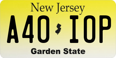 NJ license plate A40IOP