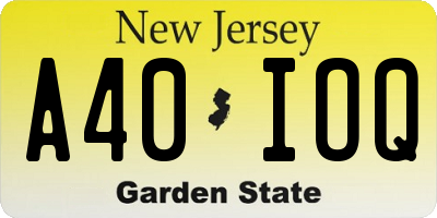 NJ license plate A40IOQ