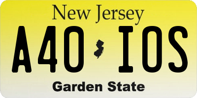 NJ license plate A40IOS