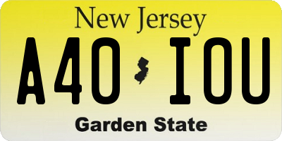 NJ license plate A40IOU