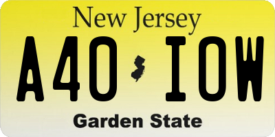 NJ license plate A40IOW