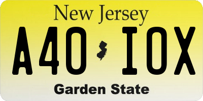 NJ license plate A40IOX