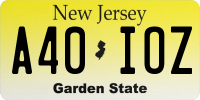 NJ license plate A40IOZ