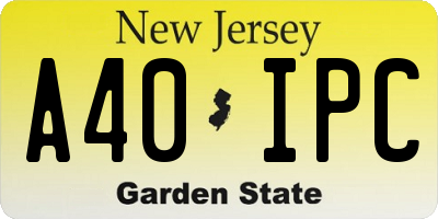 NJ license plate A40IPC