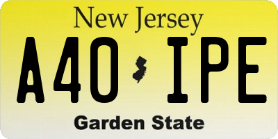 NJ license plate A40IPE