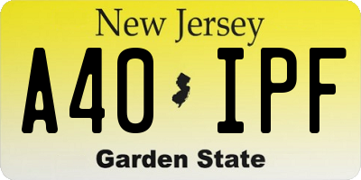 NJ license plate A40IPF