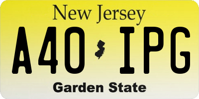 NJ license plate A40IPG