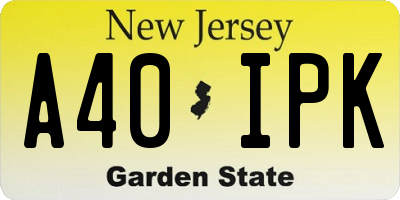 NJ license plate A40IPK