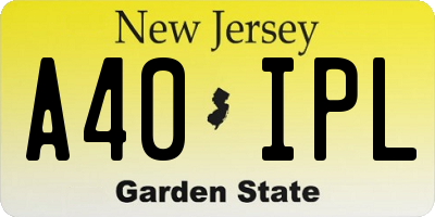 NJ license plate A40IPL