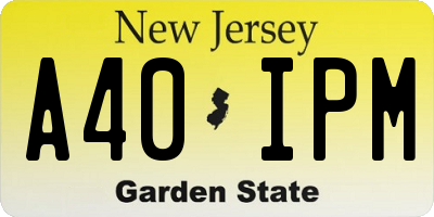 NJ license plate A40IPM
